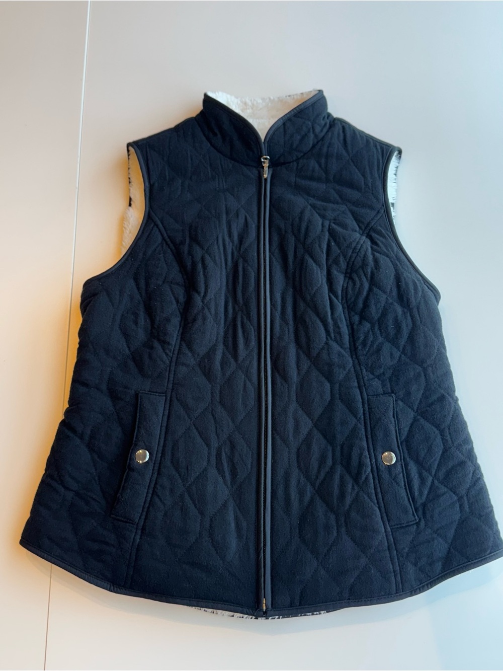 Quilted Black Sleeveless Vest Reversible Croft & Barrow